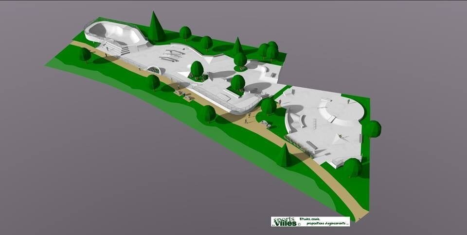 Skatepark en béton du parc Messonnier à Poissy