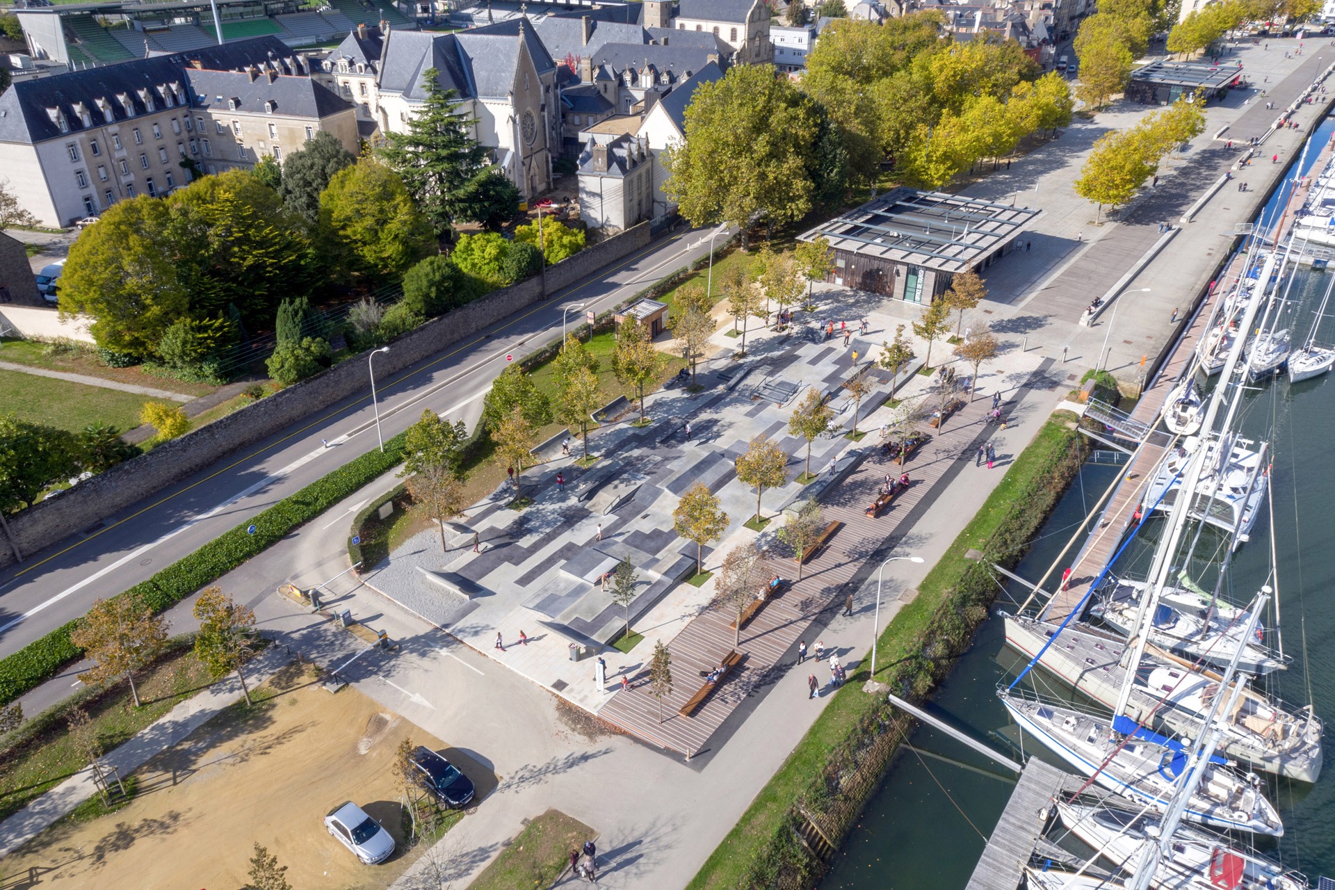 Vue aérienne du skatepark de Vannes (Constructo) Vue aérienne du skatepark de Vannes (Constructo)